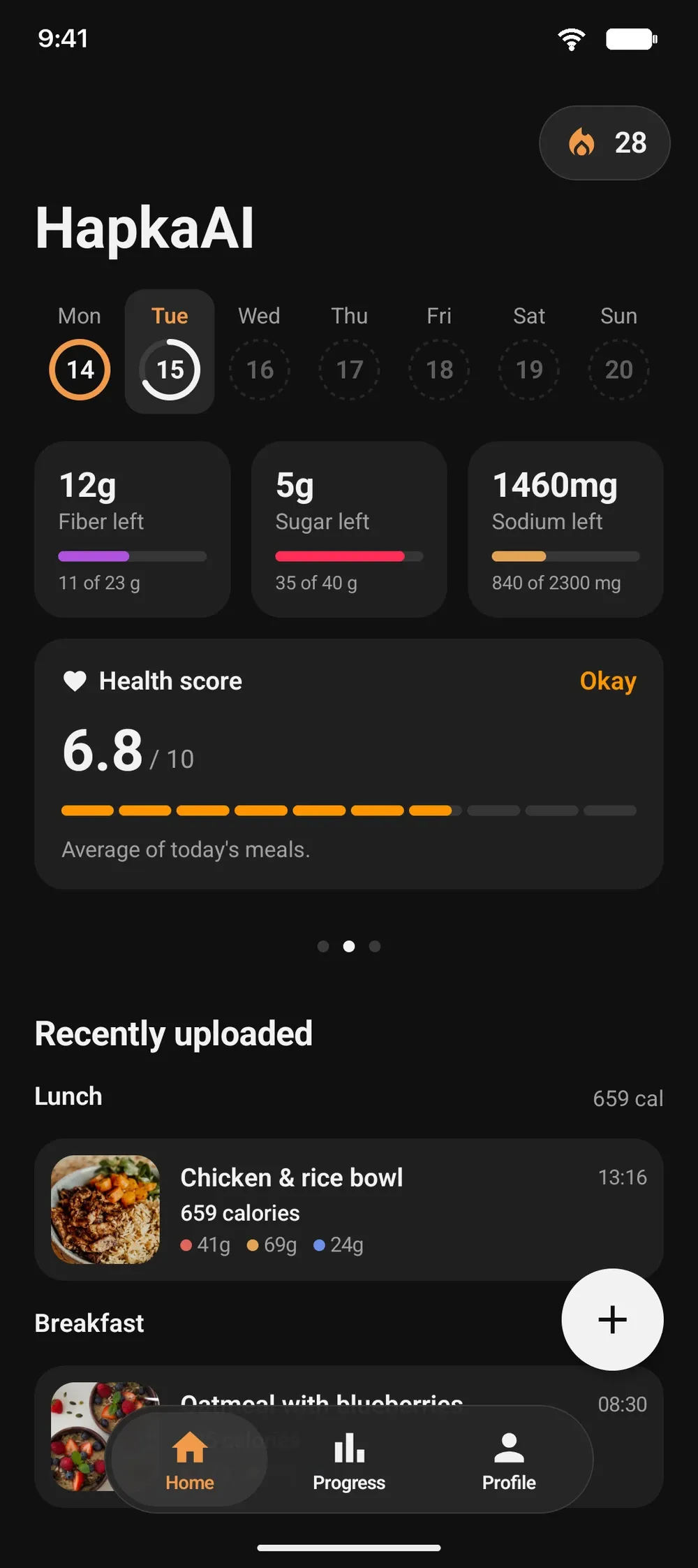 Fibre, sugar, sodium and health score